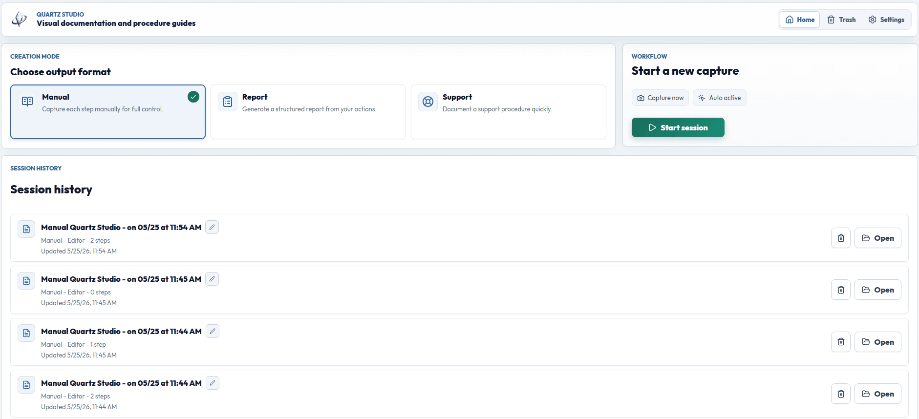 Start documenting in seconds